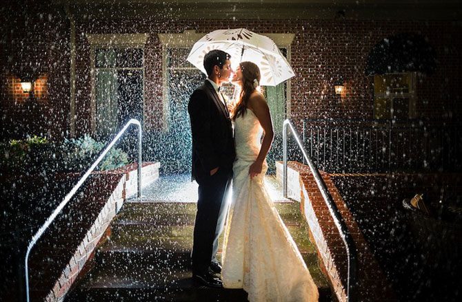 10 необыкновенно красивых свадебных фотографий, сделанных под дождём и снегом