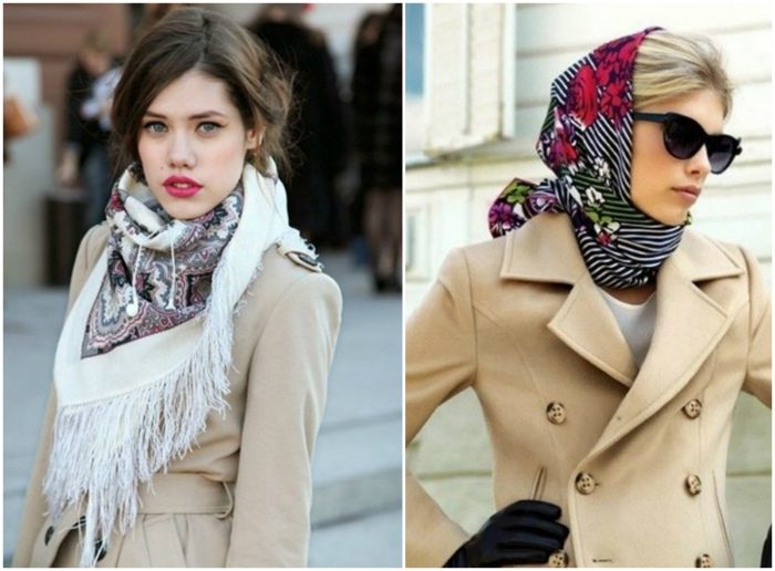 Как повязать платок на голову зимой с пуховиком