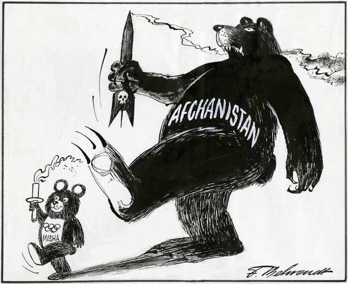 Западные карикатуры во время бойкота московской Олимпиады-80