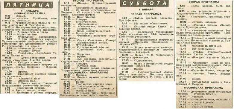 Новогодние советские ТВ-программы