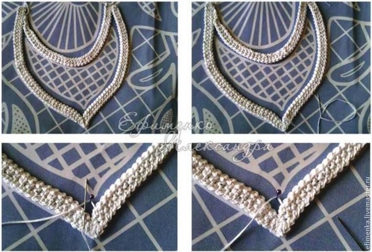 Изголовье кровати в техники вязания крючком и вышивки
