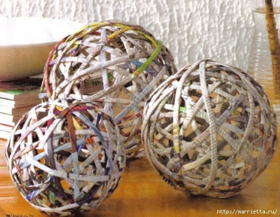 Декоративные шары из газетных трубочек