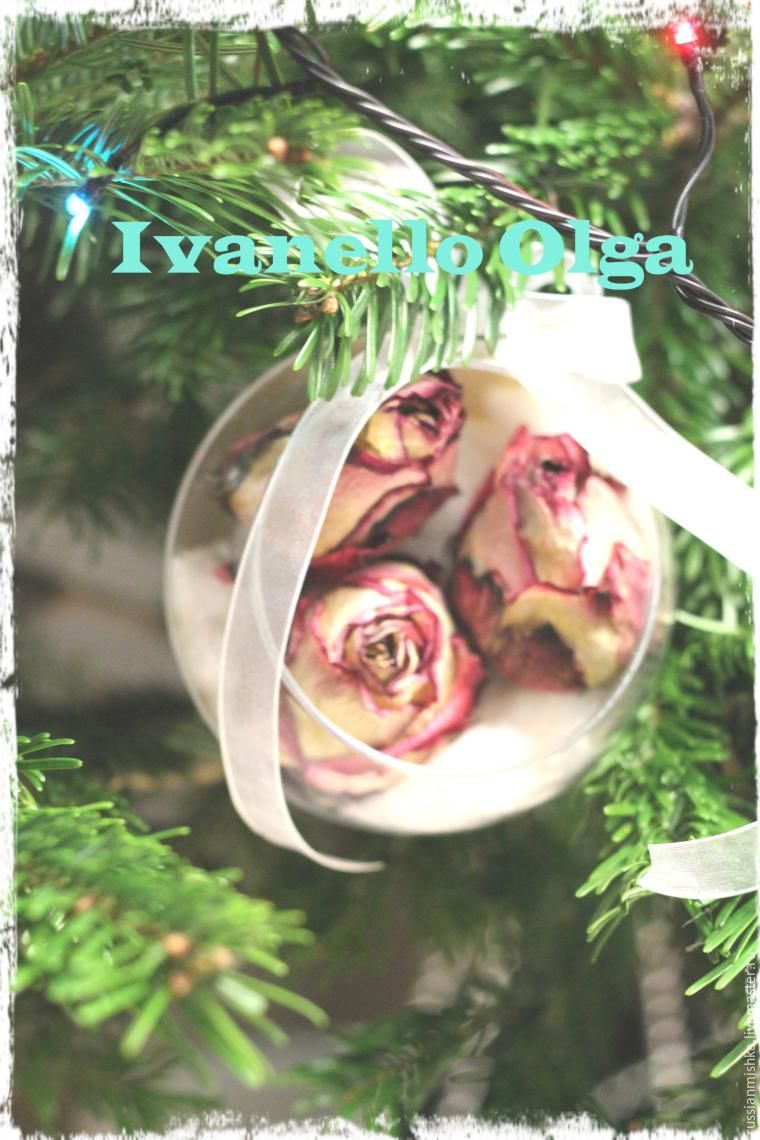 Делаем новогодний шар «Розы в снегу» за 30 минут