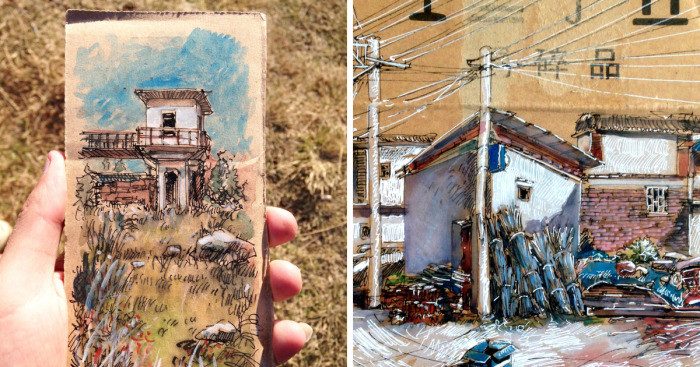 Художник создает свои картины на мусоре