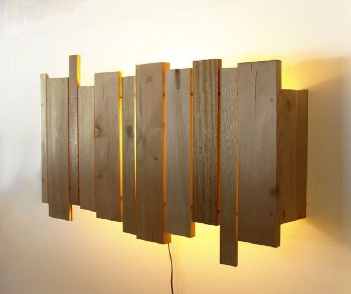 Оформление комнаты при помощи оригинальных деревянных светильников
