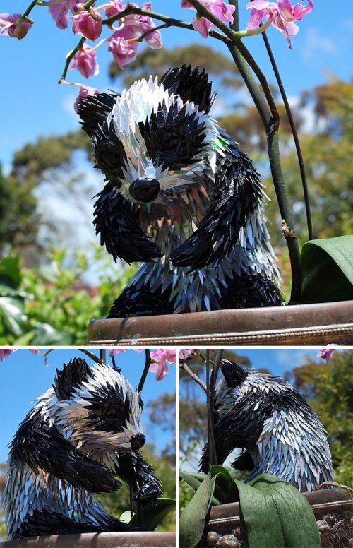 Потрясающие скульптуры животных из компакт-дисков от Шона Эвери