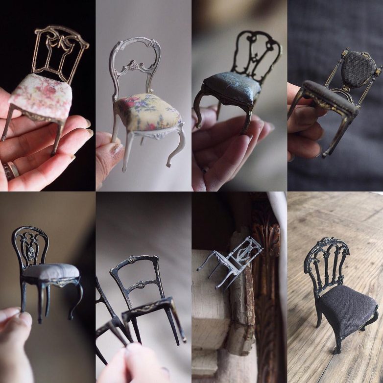 Миниатюрная антикварная мебель и аксессуары от японской художницы