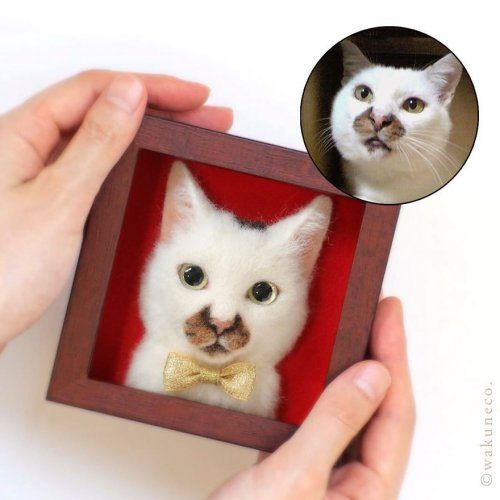 Трёхмерные войлочные портреты кошек
