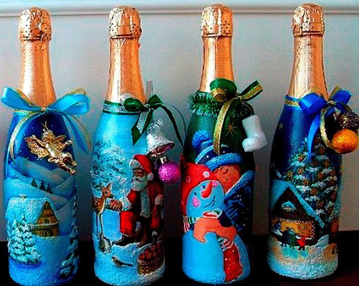 Как украсить шампанское к Новому году