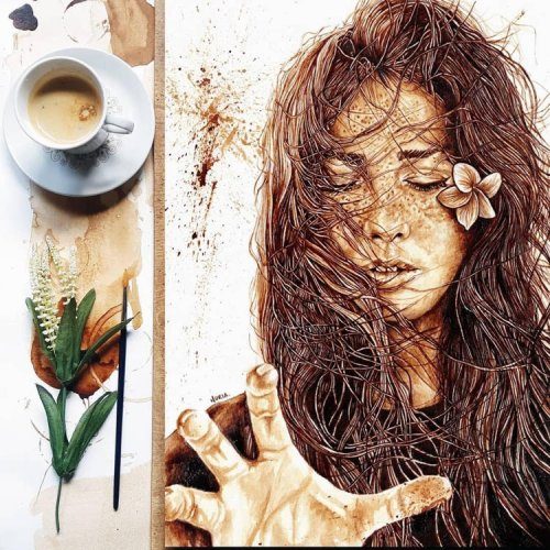 Невероятно детализированные рисунки, созданные с помощью кофе