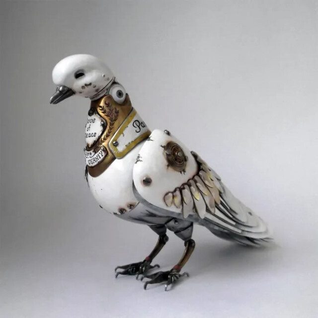 Cкульптуры птиц и  животных в стиле стимпанк