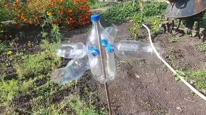Как сделать отпугиватель птиц и кротов из пластиковых бутылок