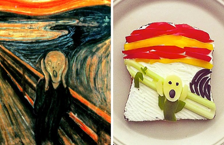 Шедевры живописи, нарисованные на бутербродах