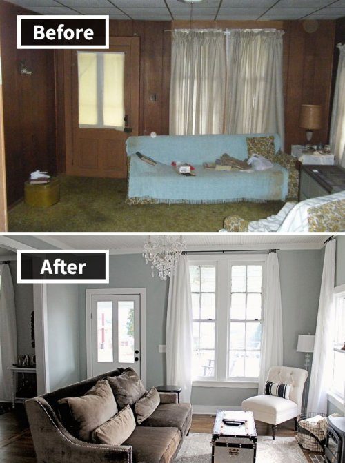 Комнаты до и после ремонта