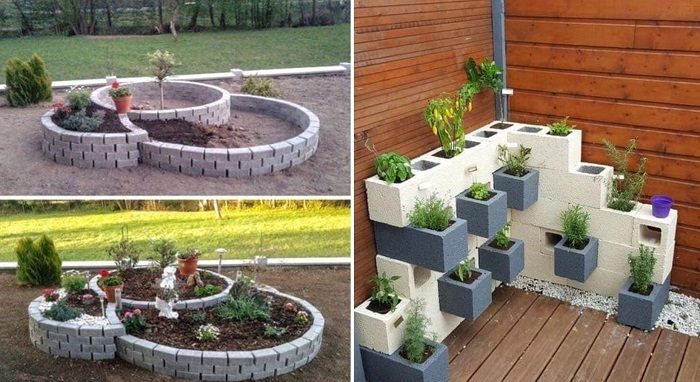 Украшаем сад с помощью бетонных шлакоблоков