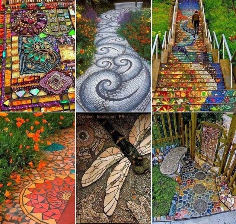 Идеи красивых мозаичных дорожек