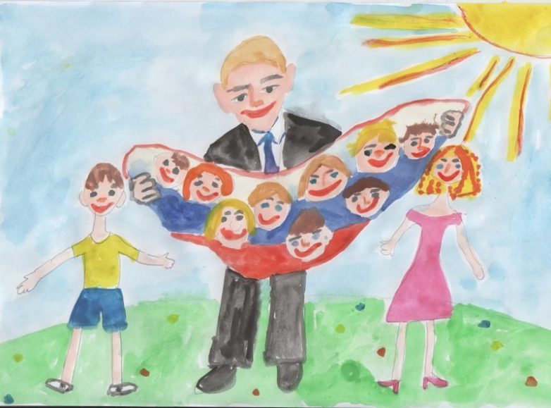 Дети рисуют президента Путина