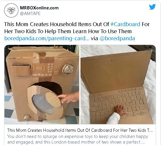 Мама создаёт развивающие игрушки из картонных коробок