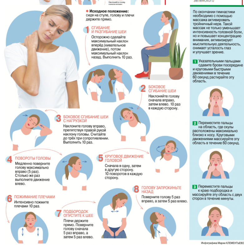 Какие упражнения помогут быстро снять головную боль