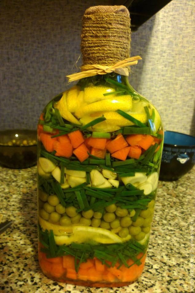 Декоративная бутылочка с овощами своими руками