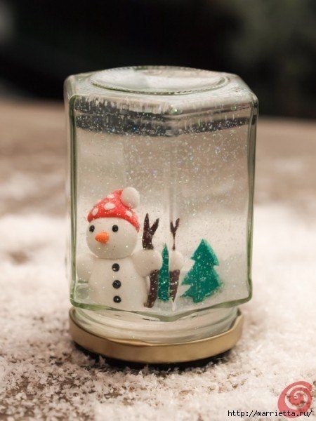 Как изготовить новогодний снежный шар из банки своими руками
