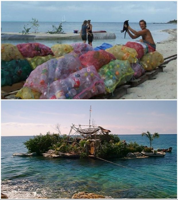 Британский художник смастерил из пластиковой тары собственный остров