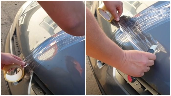 Как убрать вмятину с кузова машины с помощью обыкновенного скотча