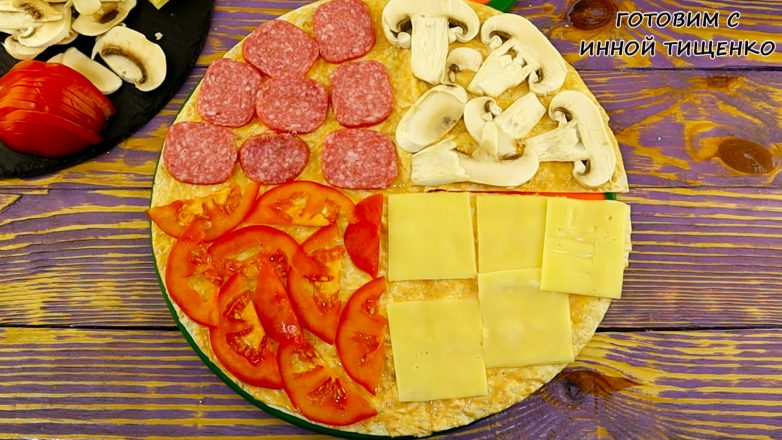 Беру лаваш, колбасу, сыр, грибы и через 15 минут перекус готов!
