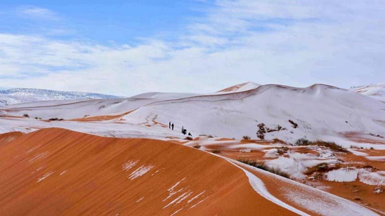 В пустыне Сахара выпал снег. Невероятное зрелище!