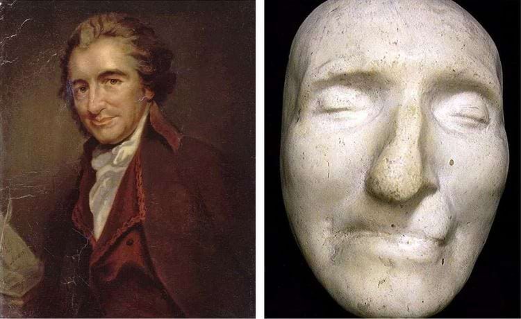 16 гипсовых слепков лиц знаменитых исторических личностей, которые были сделаны сразу после их смерти