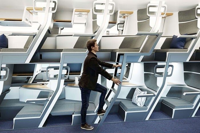 Летающая плацкарта? Дизайнеры придумали двухэтажные кресла для самолётов