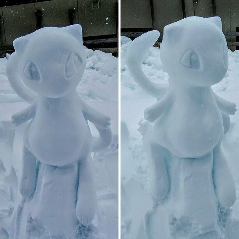 Очаровательные снежные фигуры на японских улицах