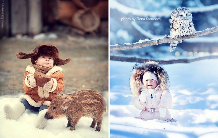Удивительные фотографии детей с животными
