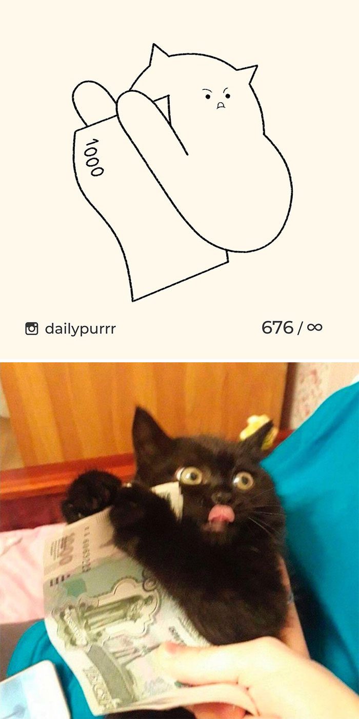 20 глупых рисунков кошек из мемов, которых перерисовали смешным образом